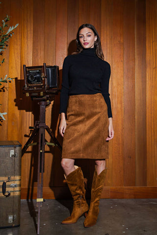 The Beth Stretch Suede Skirt