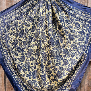 Royal Blue & Cream Paisley Wild Rag/Scarf WR144