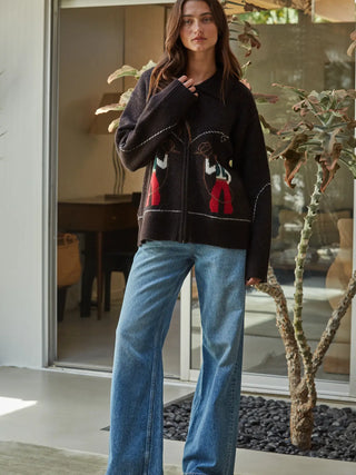 The Rowdy Cowboy Graphic Zip Cardigan
