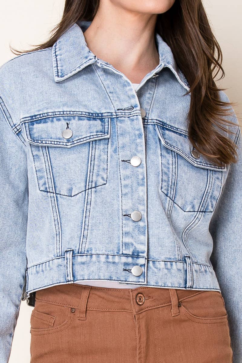 The Cooper Cropped Oversized Denim Trucker
