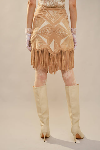 The Dusty Trail Fringe Mini Skirt