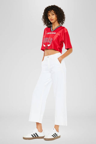 The Lindsay High Rise Cropped Wide Leg Jeans in White