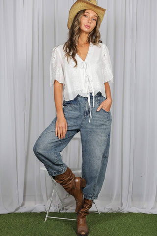 The Opal Scalloped Edge Eyelet Lace Top