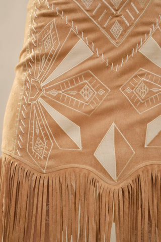 The Dusty Trail Fringe Mini Skirt