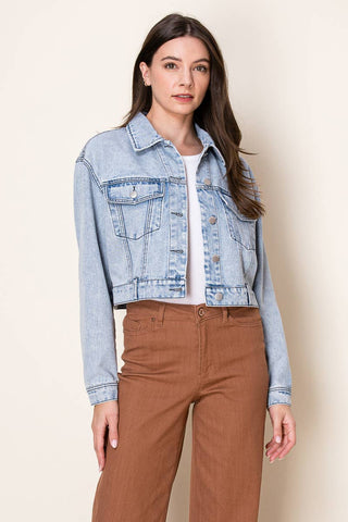 The Cooper Cropped Oversized Denim Trucker
