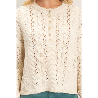The Angie Cable Knit Crew Neck Sweater