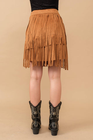 The Annie Fringe Faux Suede Wrap Skirt