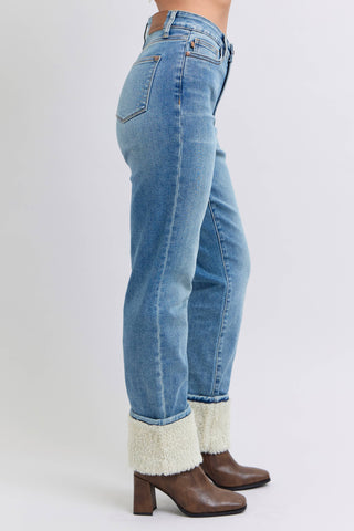 The Snowbound Straight Shearling Cuff Jeans