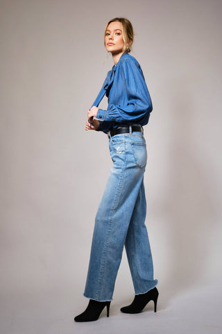 The Ranch Road Tie Chambray Blouse