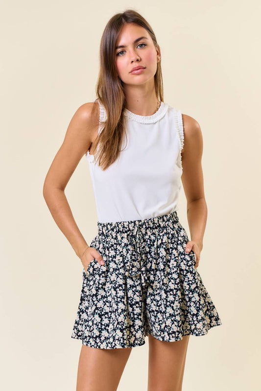 Favorite Floral Print Wide Leg Short