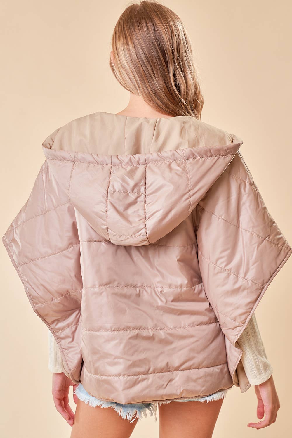 The Miley Zip Up Puffer Cape with Hood