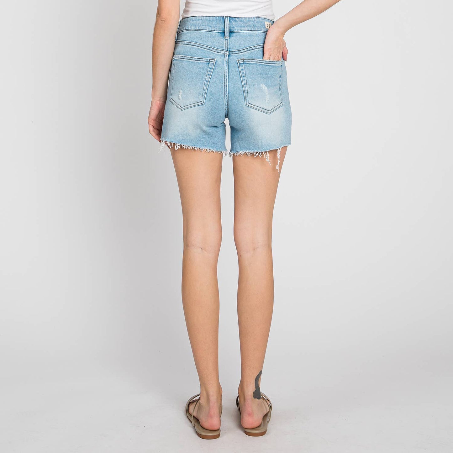 The Jade Button Fly Distressed Short