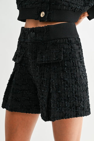 The Margot Textured Wool Blend Shorts