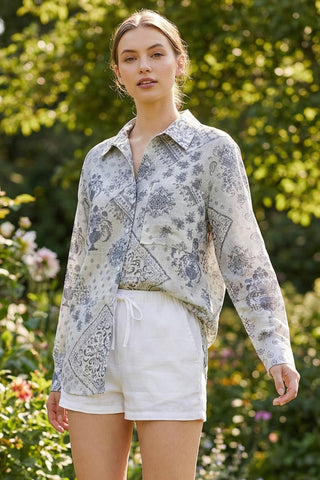 The Bandana Front Button Down Relax Fit Shirt