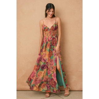 The Isabelle Parisian Floral Corset Maxi Dress