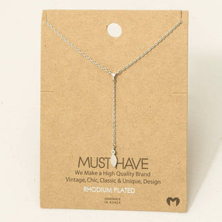 18 K Gold Dipped Cz Lariat Chain Necklace