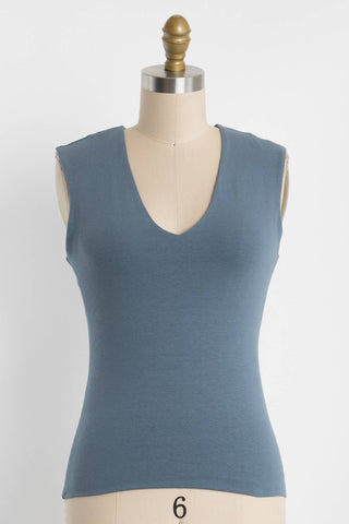 The Faye Double Layer Cotton V-Neck Top