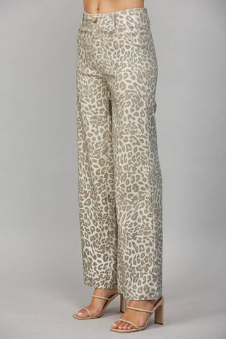 The Moonlit Leopard Metallic Wide Leg Pant