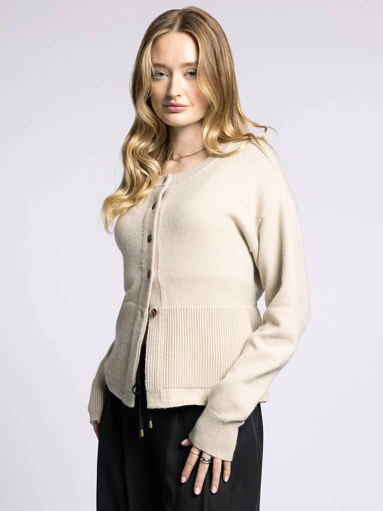 The Monroe Peplum Knit Cardigan