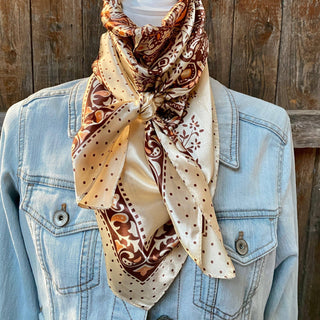 Tan/Brown Polka Dot & Paisley Wild Rag/Scarf WR445