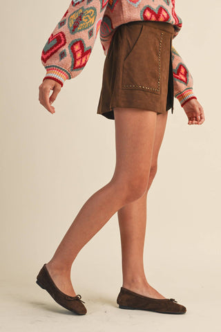 The Jacey Studded Suede Skort