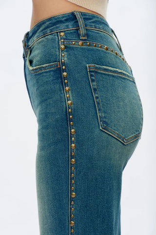 The Harlow Studded Wide Leg Jeans