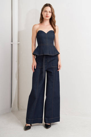 The Rhea Denim Bustier Top
