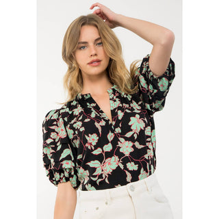 The Carolyn Puff Sleeve Flower Print Top