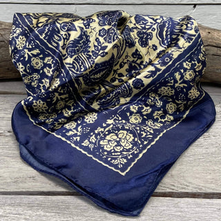 Royal Blue & Cream Paisley Wild Rag/Scarf WR144
