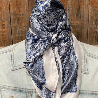 Blue & White Paisley Wild Rag/Scarf WR3403