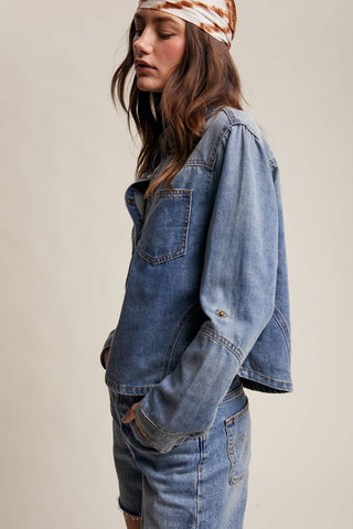 The Prairie Rose Denim Popover