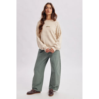 The Gone Fishing Stripe Sweater Taupe/Sand