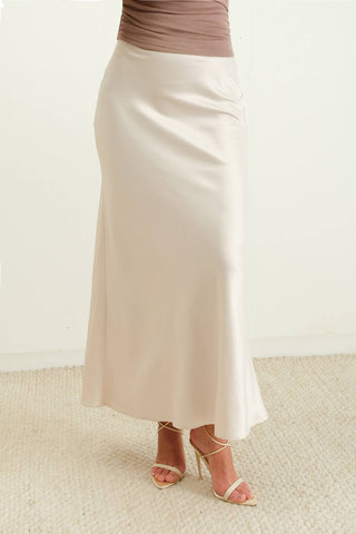 The Natalie Satin Slip Midi Skirt