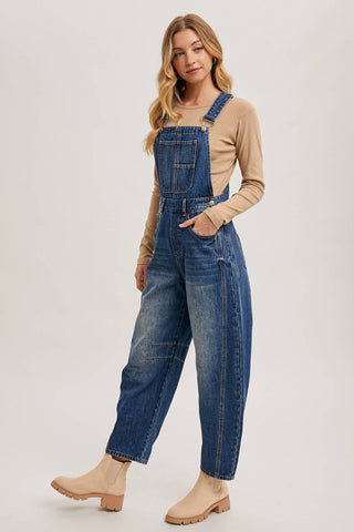 The Willa Denim Barrel Overalls