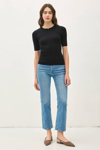 The Classic Solid Half Sleeve Rib Knit Top