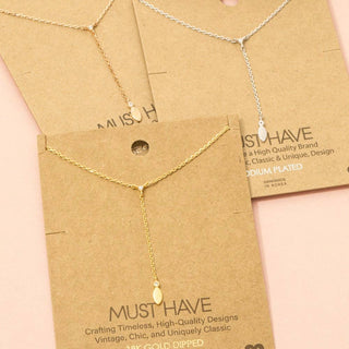 18 K Gold Dipped Cz Lariat Chain Necklace