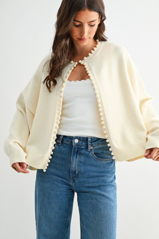 The Ava Pearl Embellished Cardigan