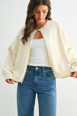 The Ava Pearl Embellished Cardigan