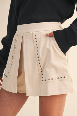 The Jacey Studded Suede Skort
