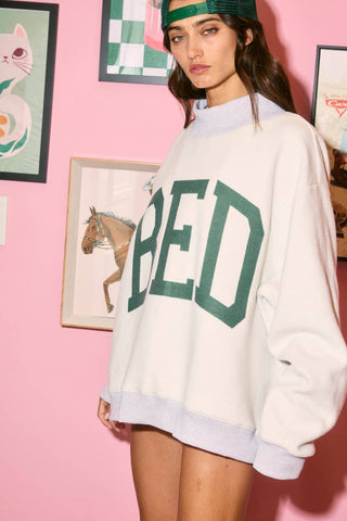 The 'GYM & BED' Print Reversible Mockneck Sweatshirt