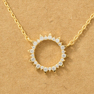 The Gold Dipped Pave Circle Sun Pendant Necklace