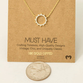 The Gold Dipped Pave Circle Sun Pendant Necklace