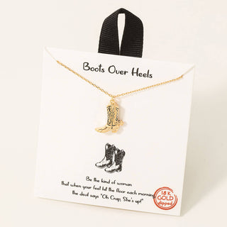 18K gold dipped cowboy boot charm pendant on delicate gold chain necklace