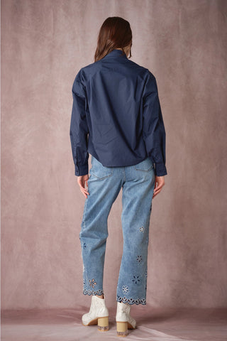 The Shyla Beaded Navy Shirt