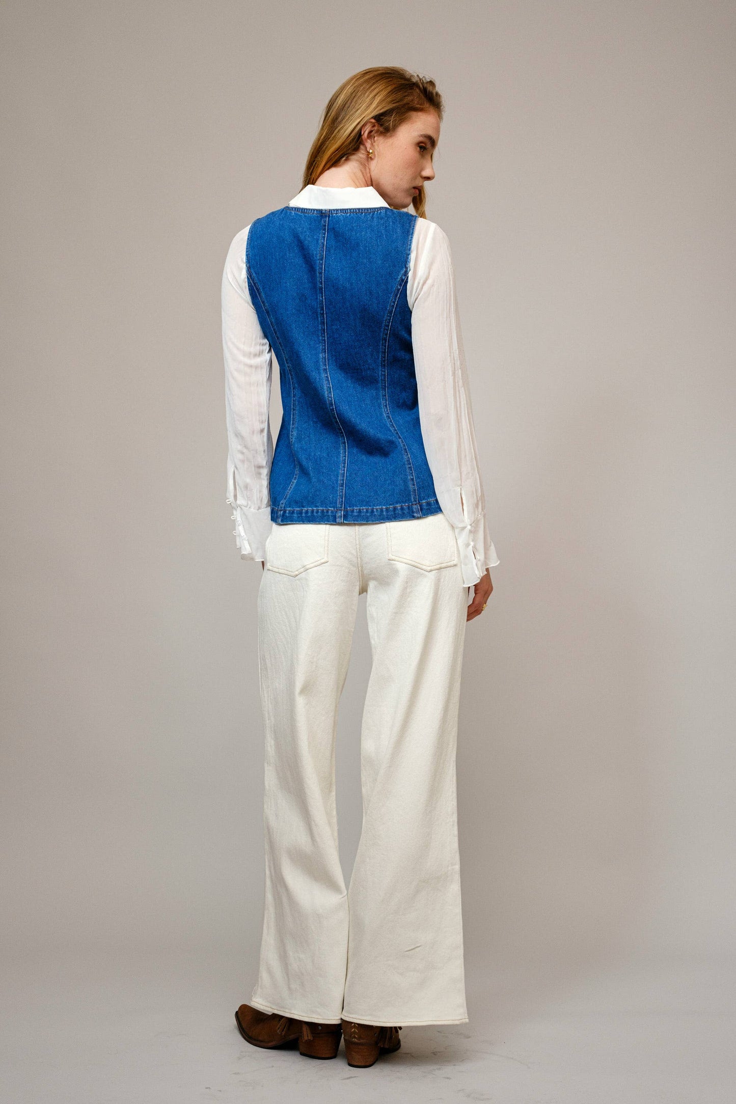 The Jaden Gold Button Denim Vest