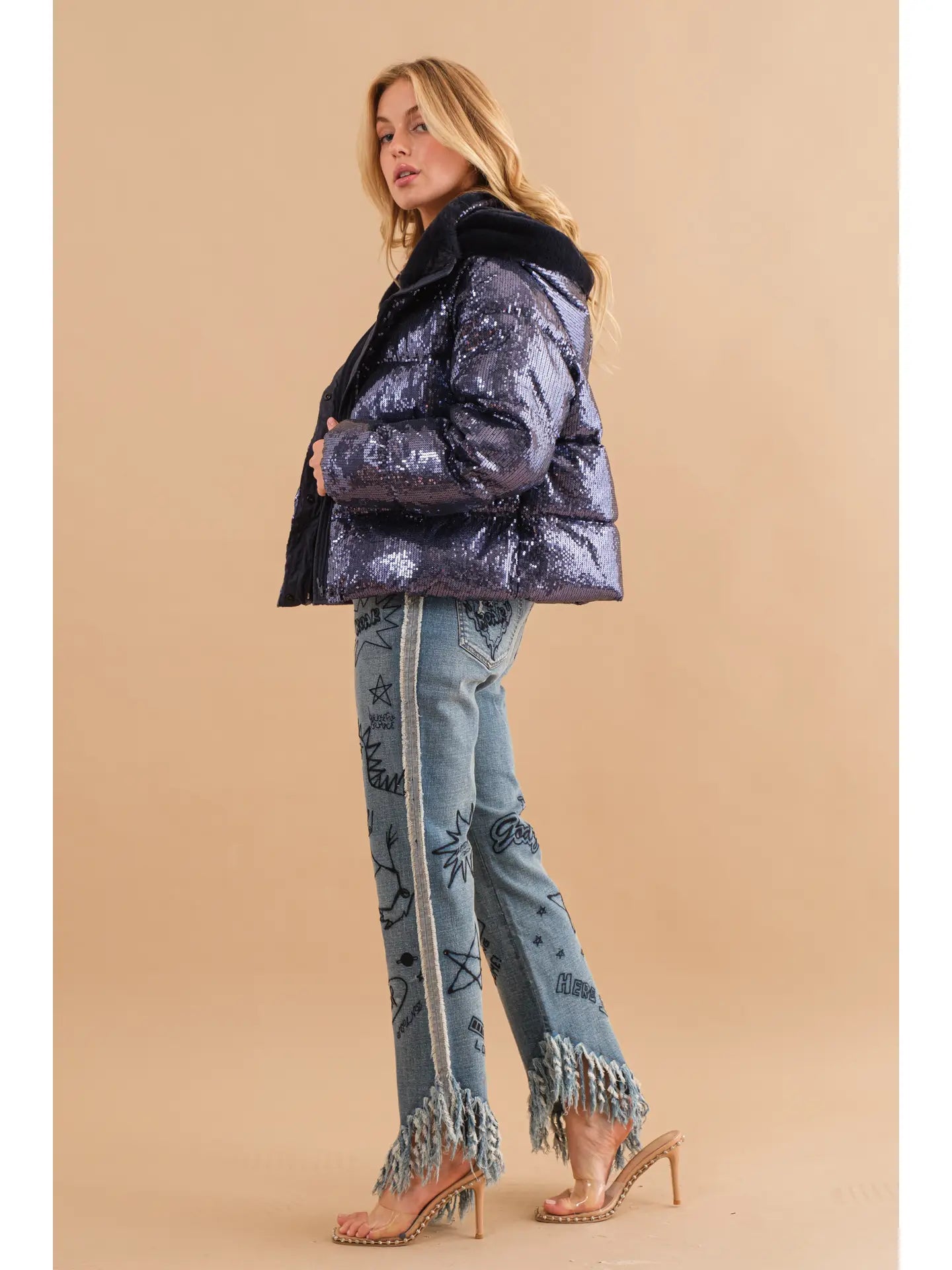 The Vivienne Sequin Puffer Jacket