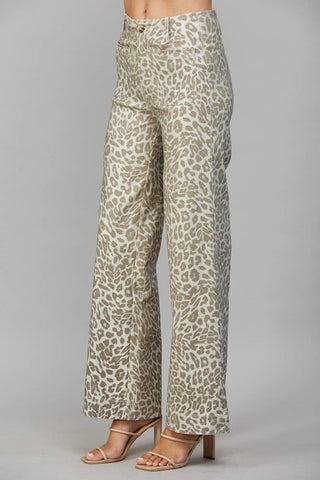 The Moonlit Leopard Metallic Wide Leg Pant