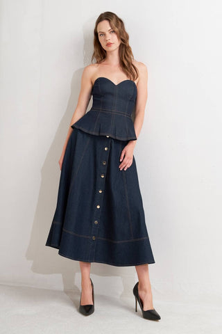 The Rhea Denim Bustier Top