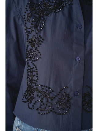 The Shyla Beaded Navy Shirt