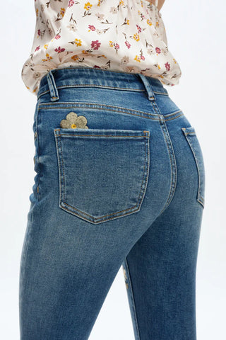 The Flora Mid Rise Bootcut Jeans
